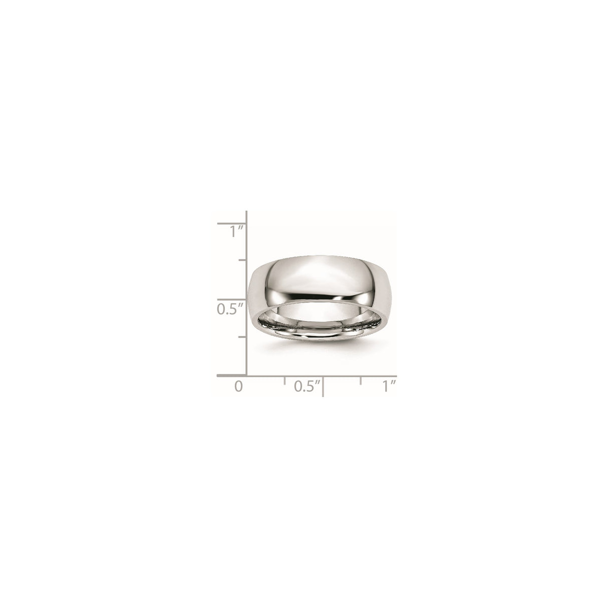Domed wedding band ring shown for scale