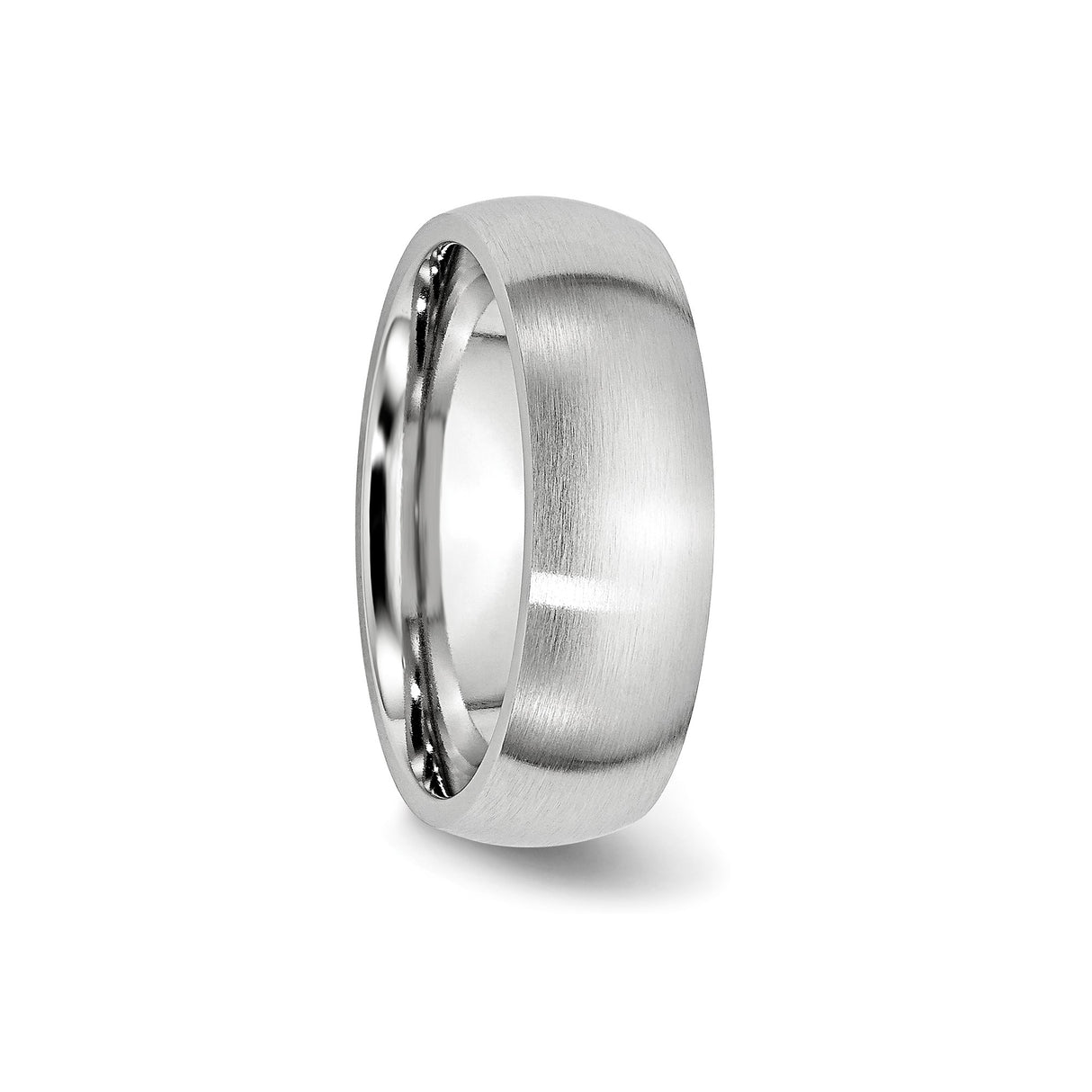 Satin, Domed wedding band ring detail view