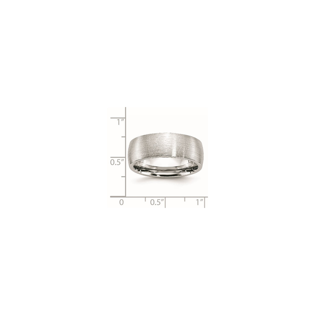 Satin, Domed wedding band ring shown for scale