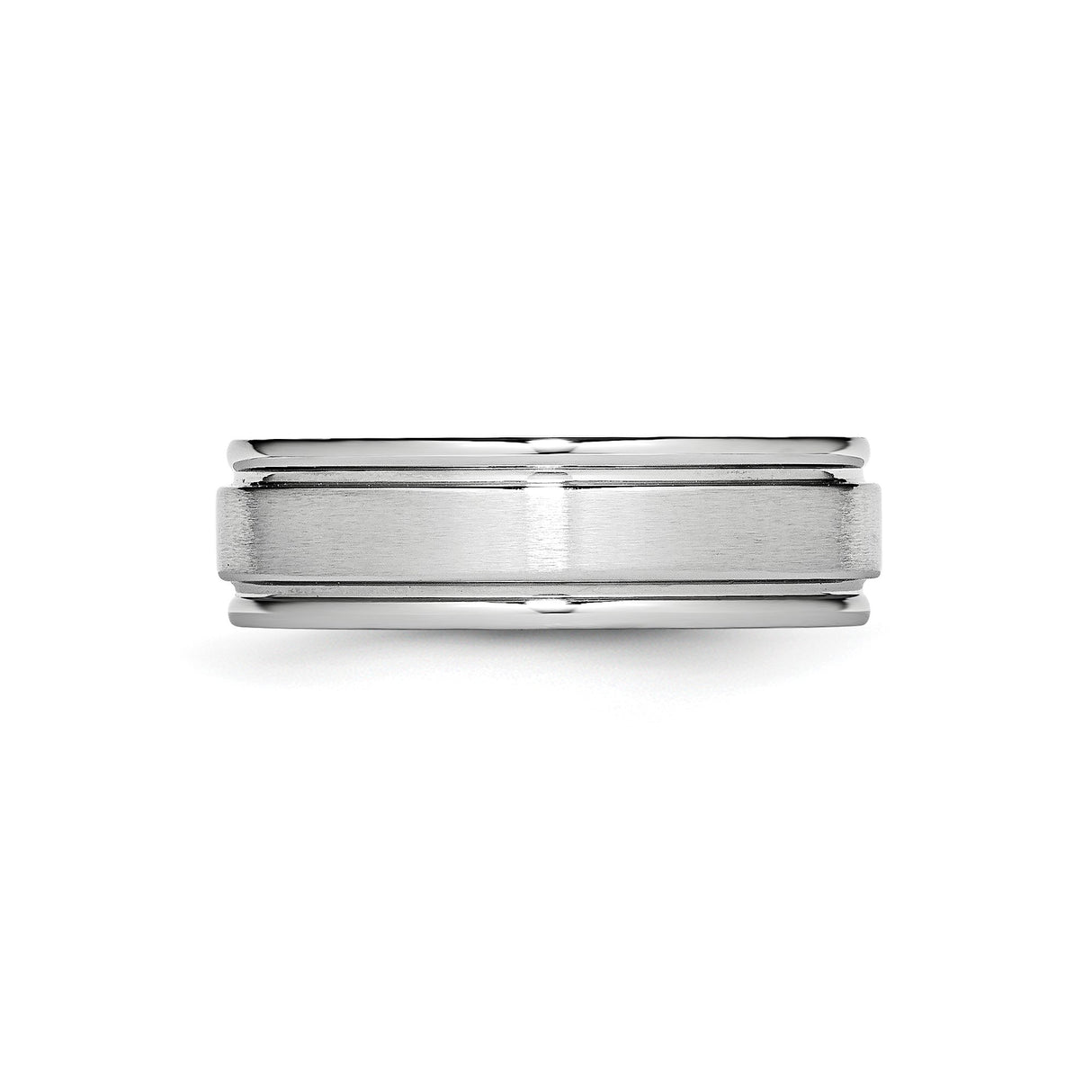 Satin wedding band ring detail view