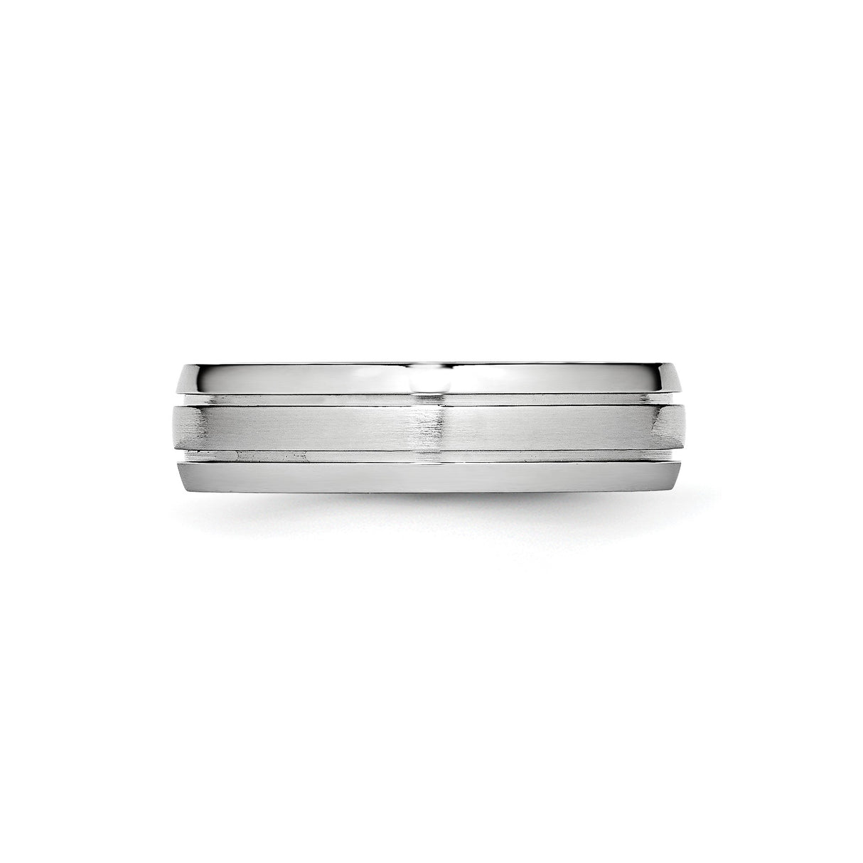 Satin wedding band ring detail view