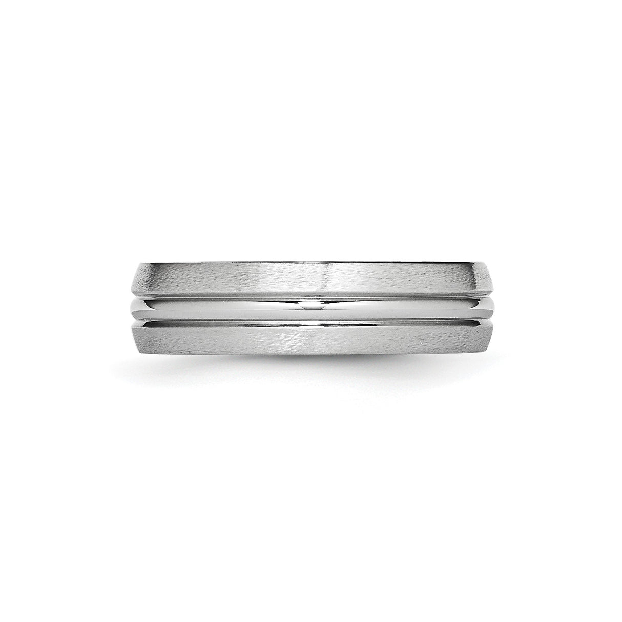 Satin wedding band ring detail view