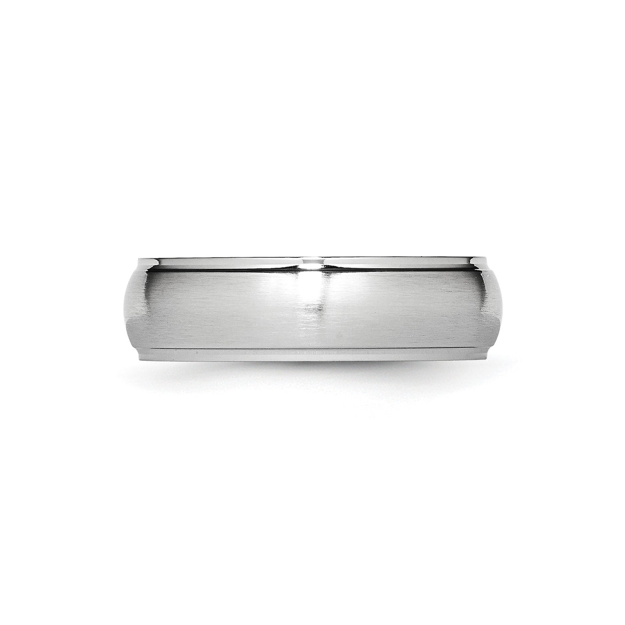 Satin wedding band ring detail view