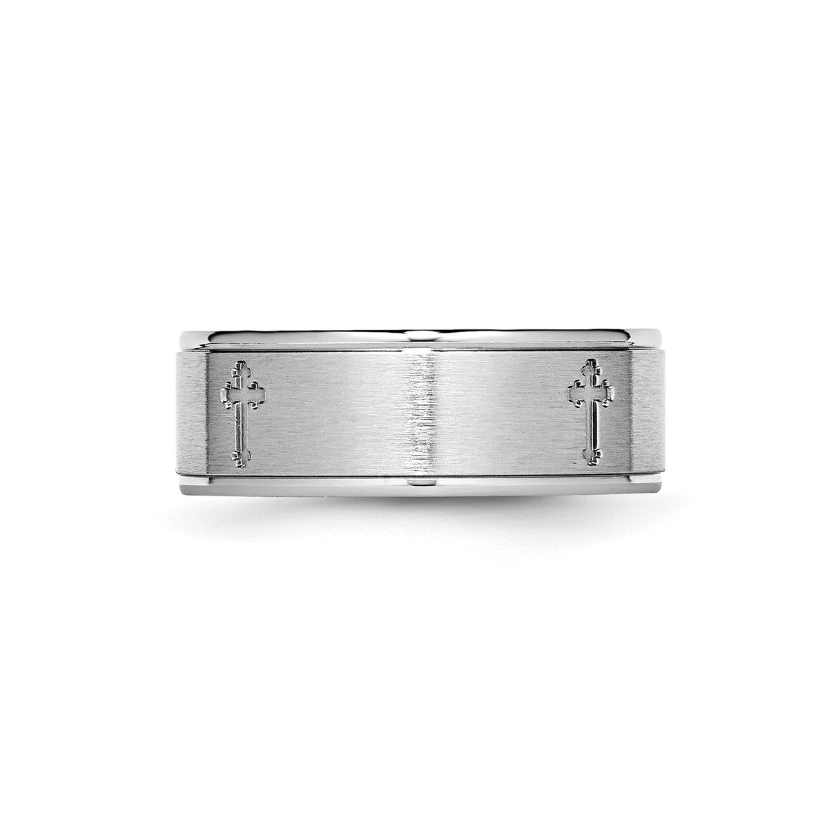 Satin wedding band ring detail view