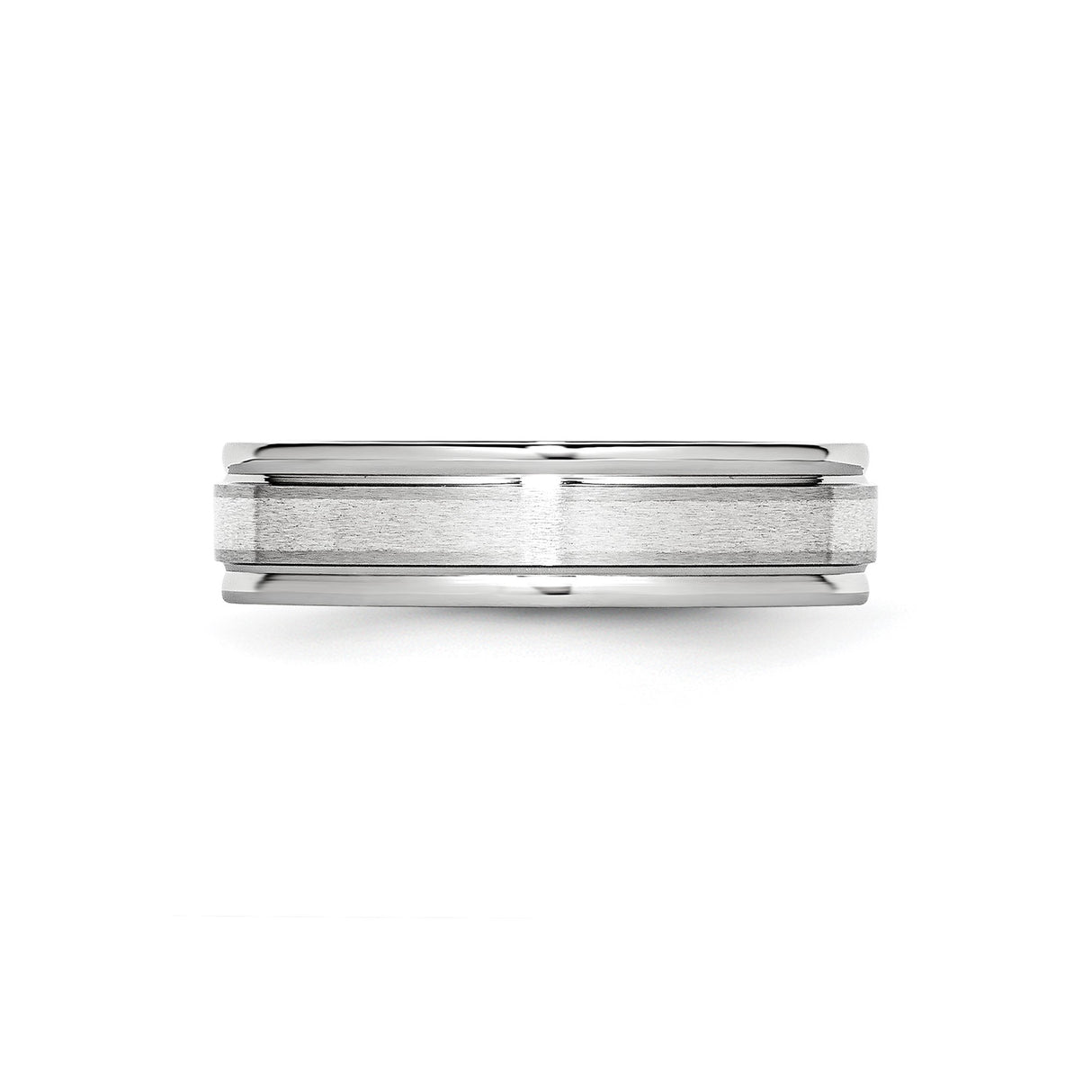 Satin wedding band ring detail view