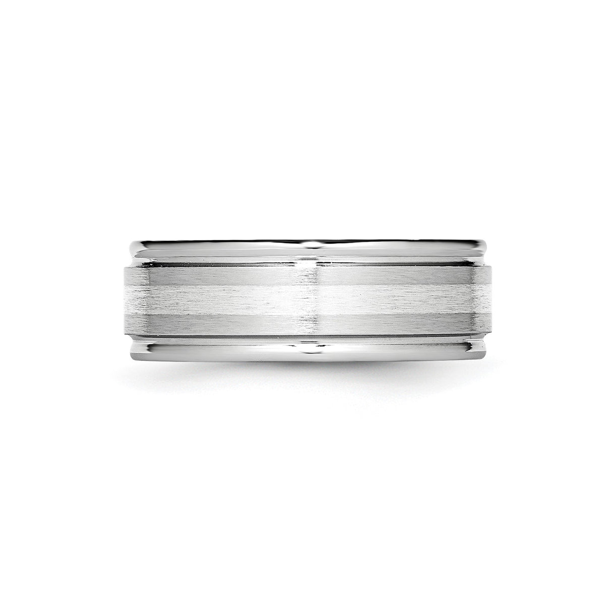 Satin wedding band ring detail view