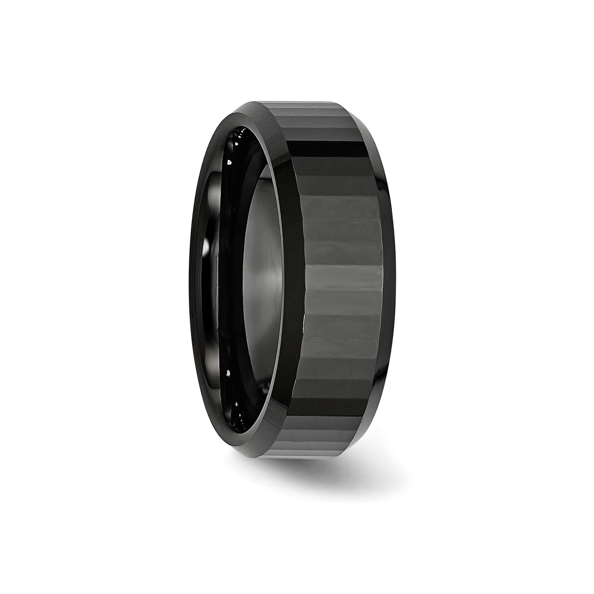 Beveled Edge wedding band ring detail view