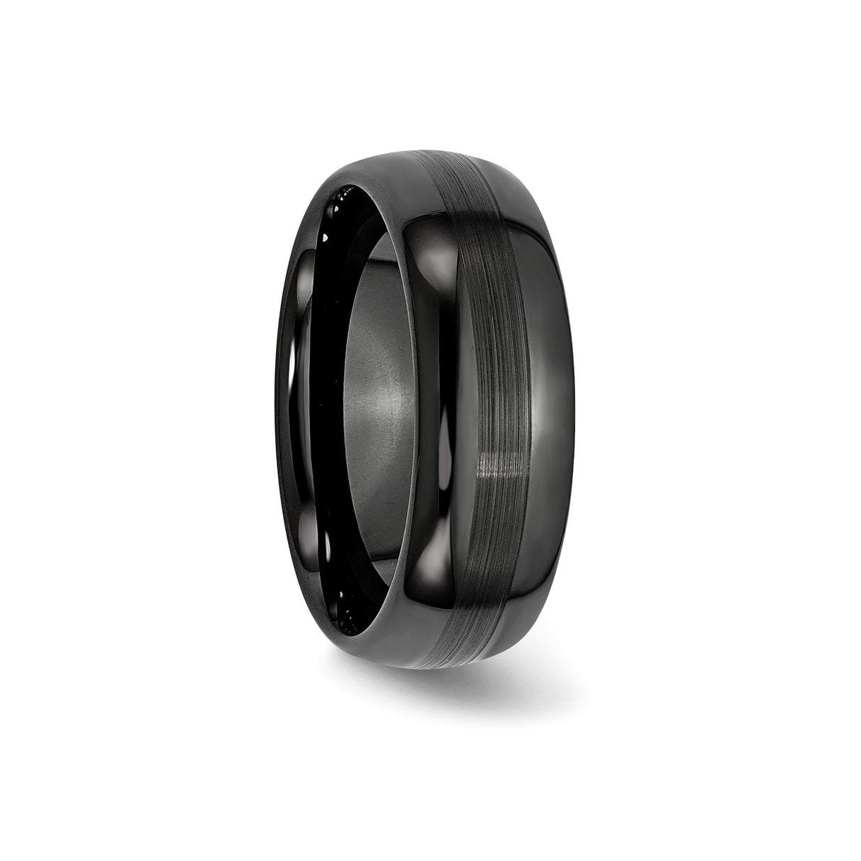 Beveled Edge, Brushed wedding band ring detail view