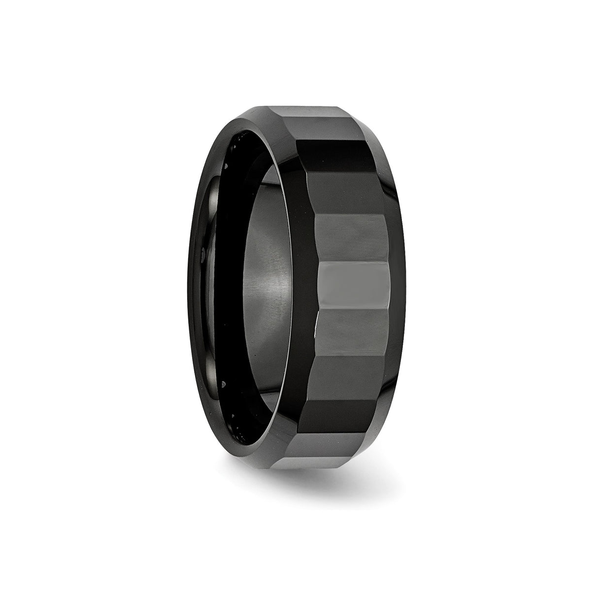 Beveled Edge wedding band ring detail view