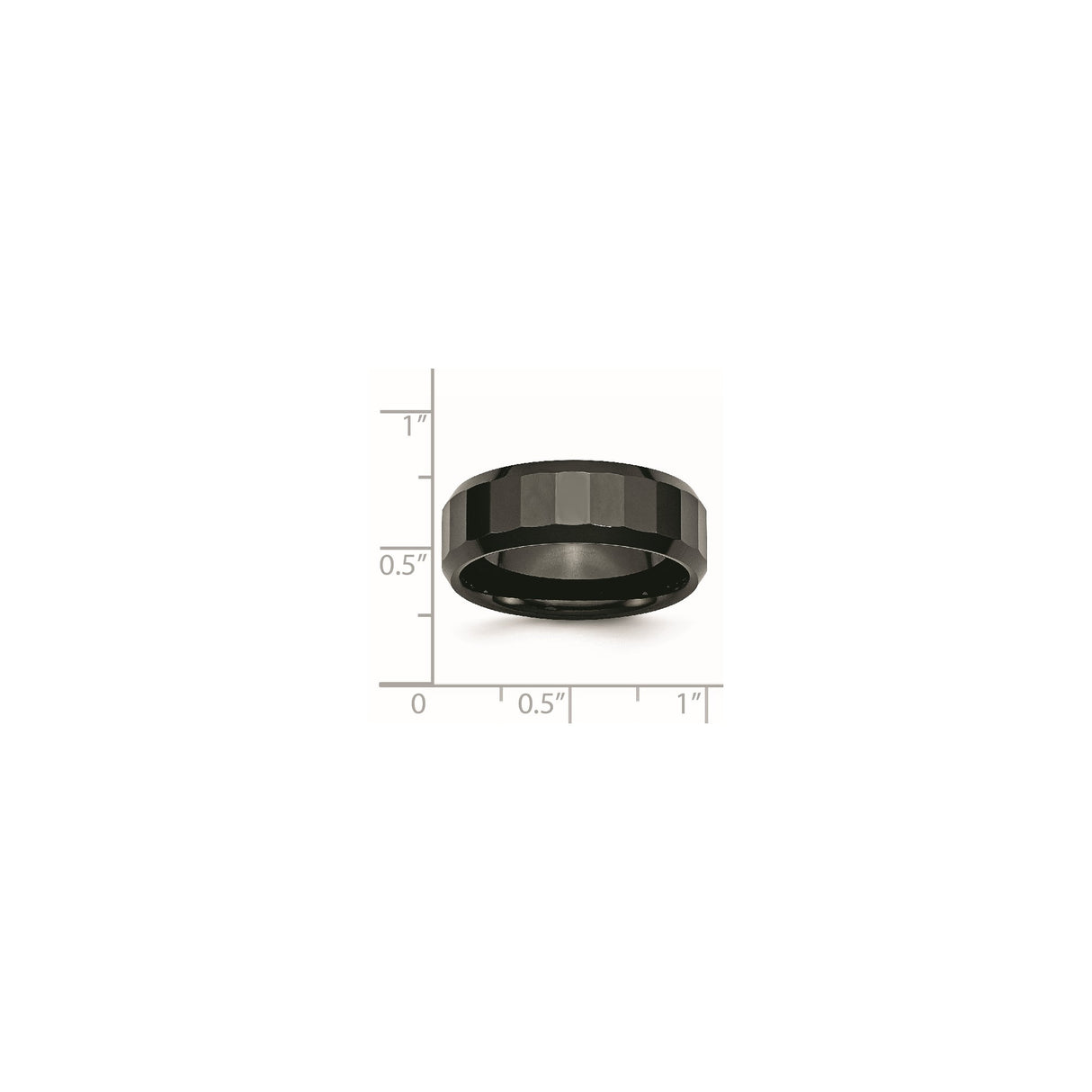 Beveled Edge wedding band ring shown for scale