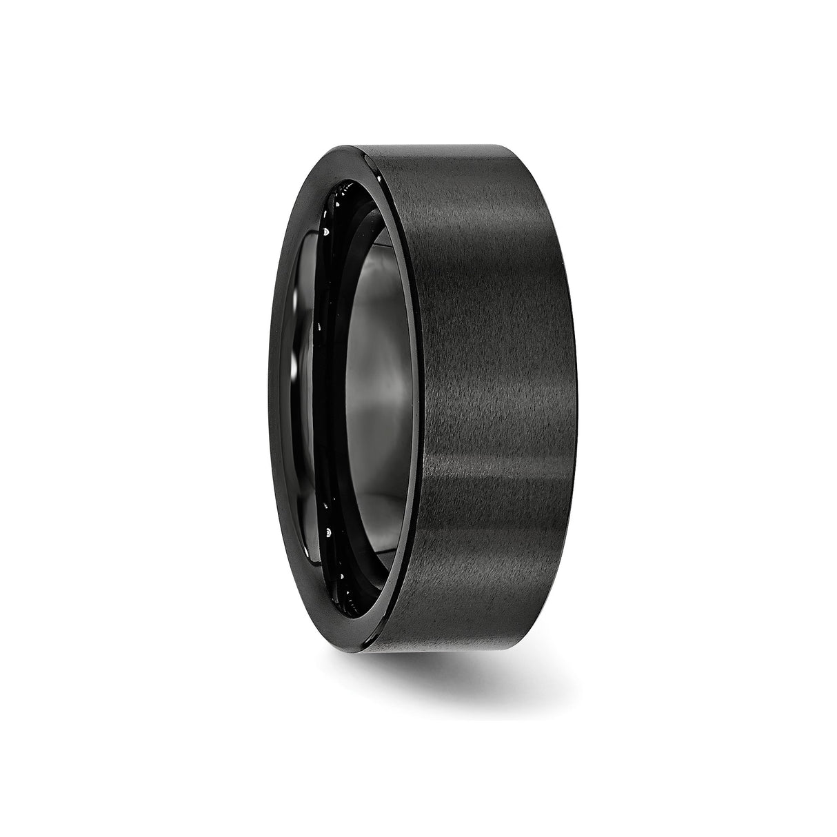 Brushed, Flat wedding band ring detail view