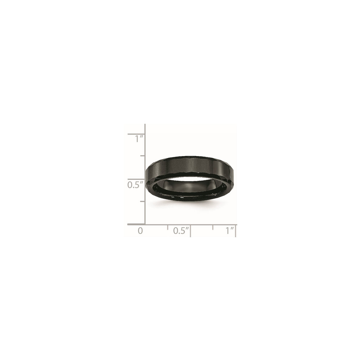 Beveled Edge wedding band ring shown for scale