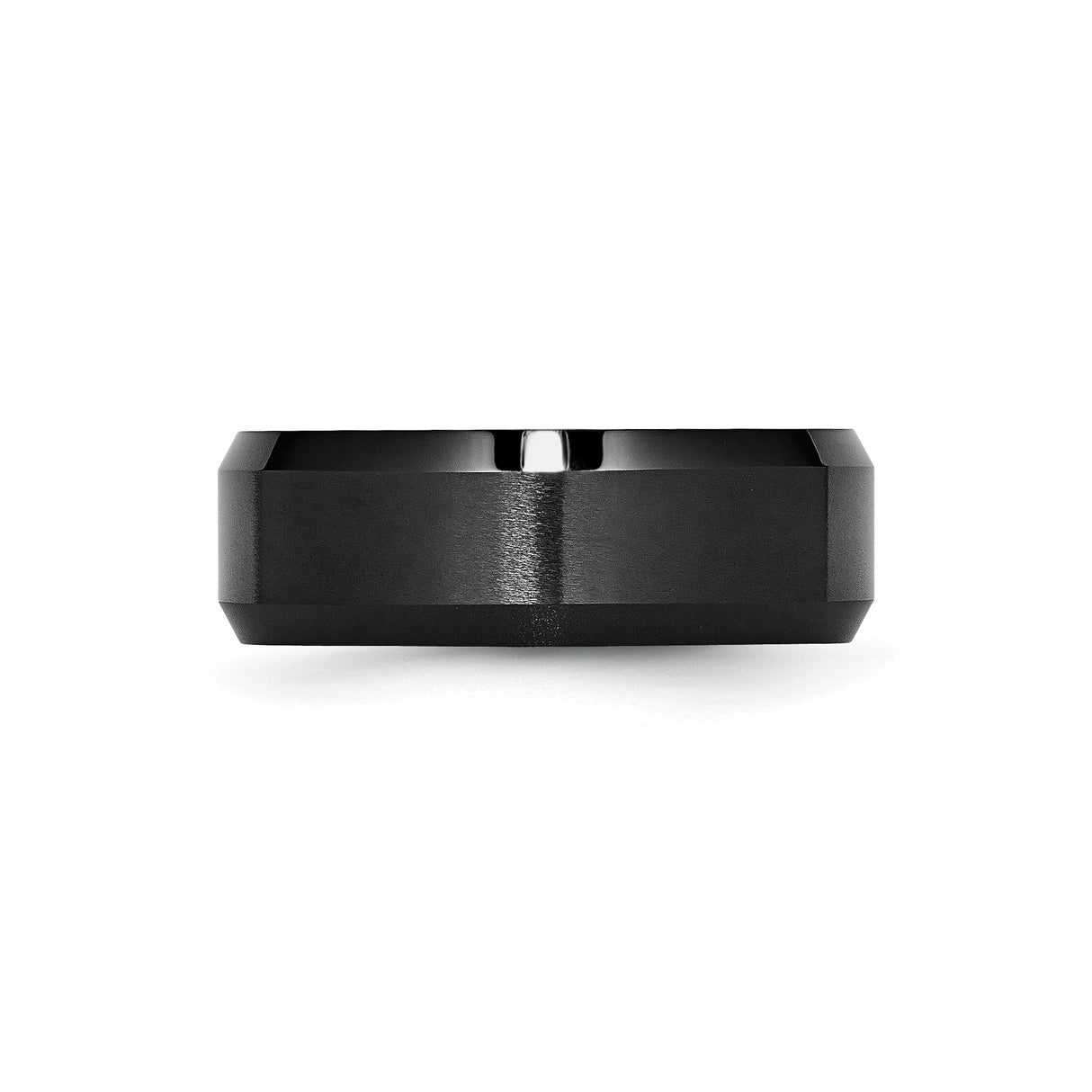 Beveled Edge, Brushed wedding band ring detail view
