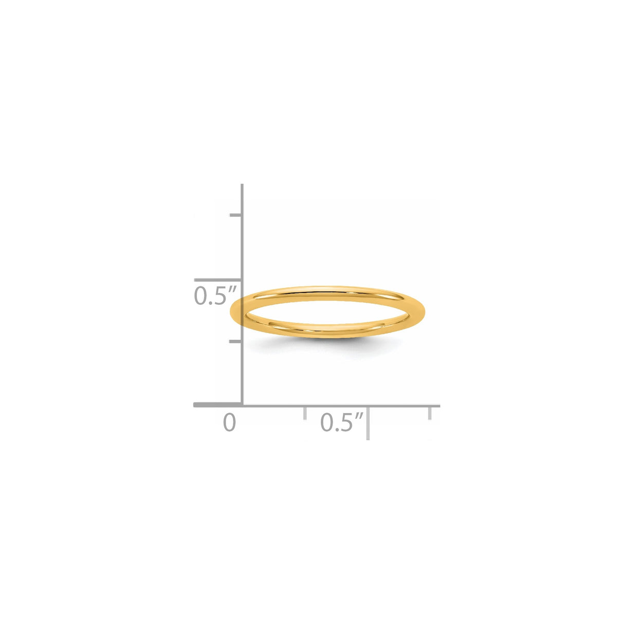 14k Yellow Gold Comfort Fit wedding band ring shown for scale