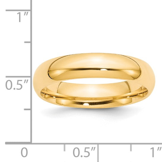 14K Yellow Gold Comfort-Fit Wedding Band, Solid Classic 5mm