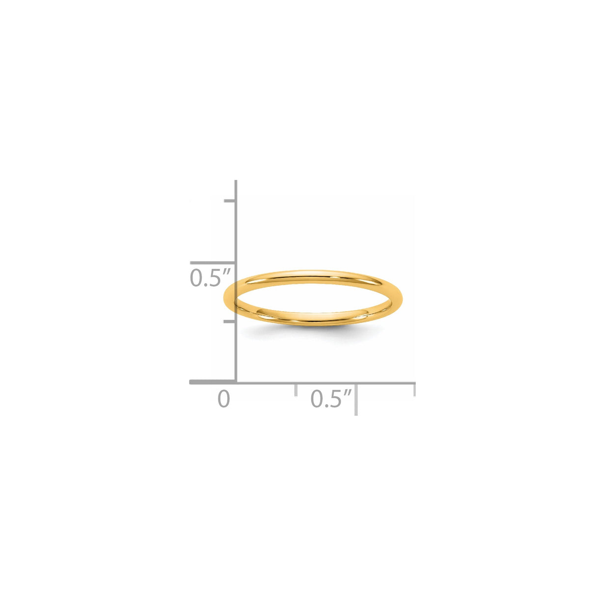 14k Yellow Gold Comfort Fit, Lightweight wedding band ring shown for scale