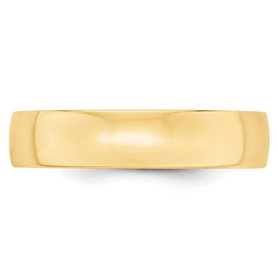 14K Yellow Gold Comfort Fit Wedding Band 5mm Lightweight No Stone Polished