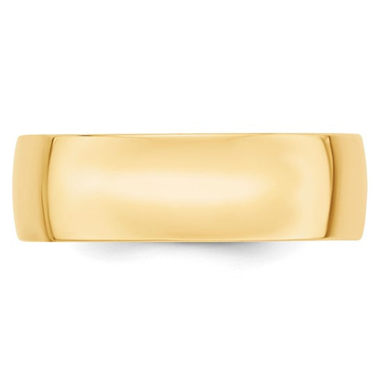 14K Yellow Gold Comfort Fit Wedding Band Lightweight Solid 7mm Classic Ring