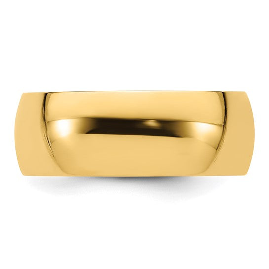 14K Yellow Gold Comfort-Fit 8mm Lightweight Wedding Band Solid Ring Polished
