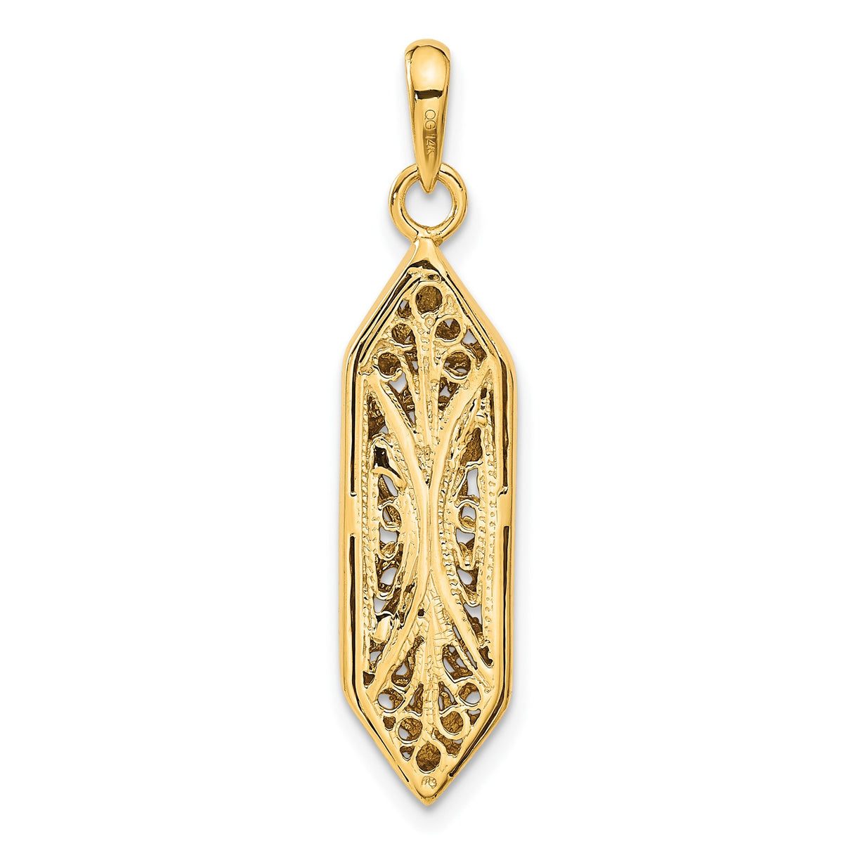 14k Multi-Tone Gold Mezuzah Pendant with Hebrew Shin Symbol, Jewish Religious Charm