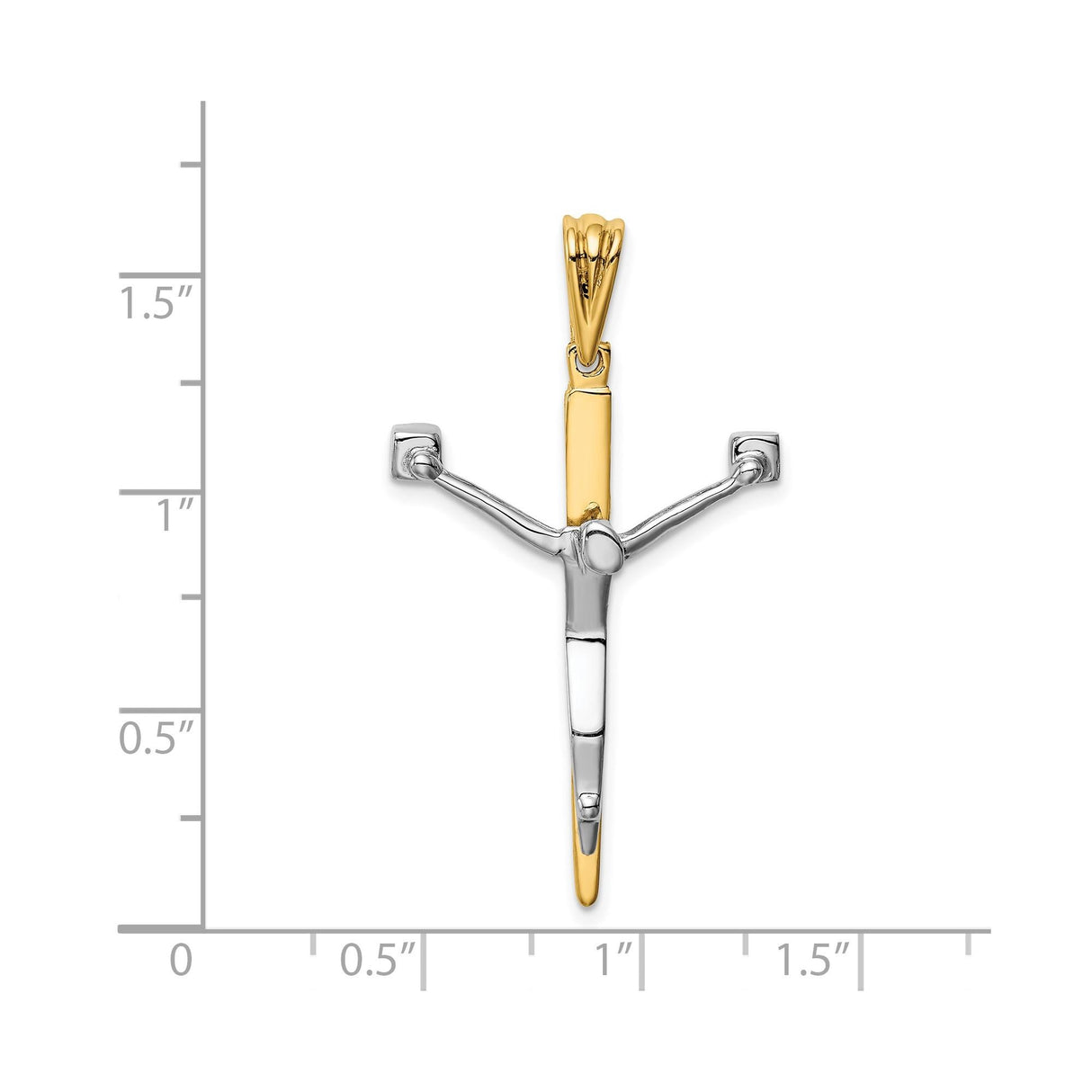 14k Multi-Tone Gold Crucifix Pendant with Jesus Figure, Christian Catholic Religious Charm