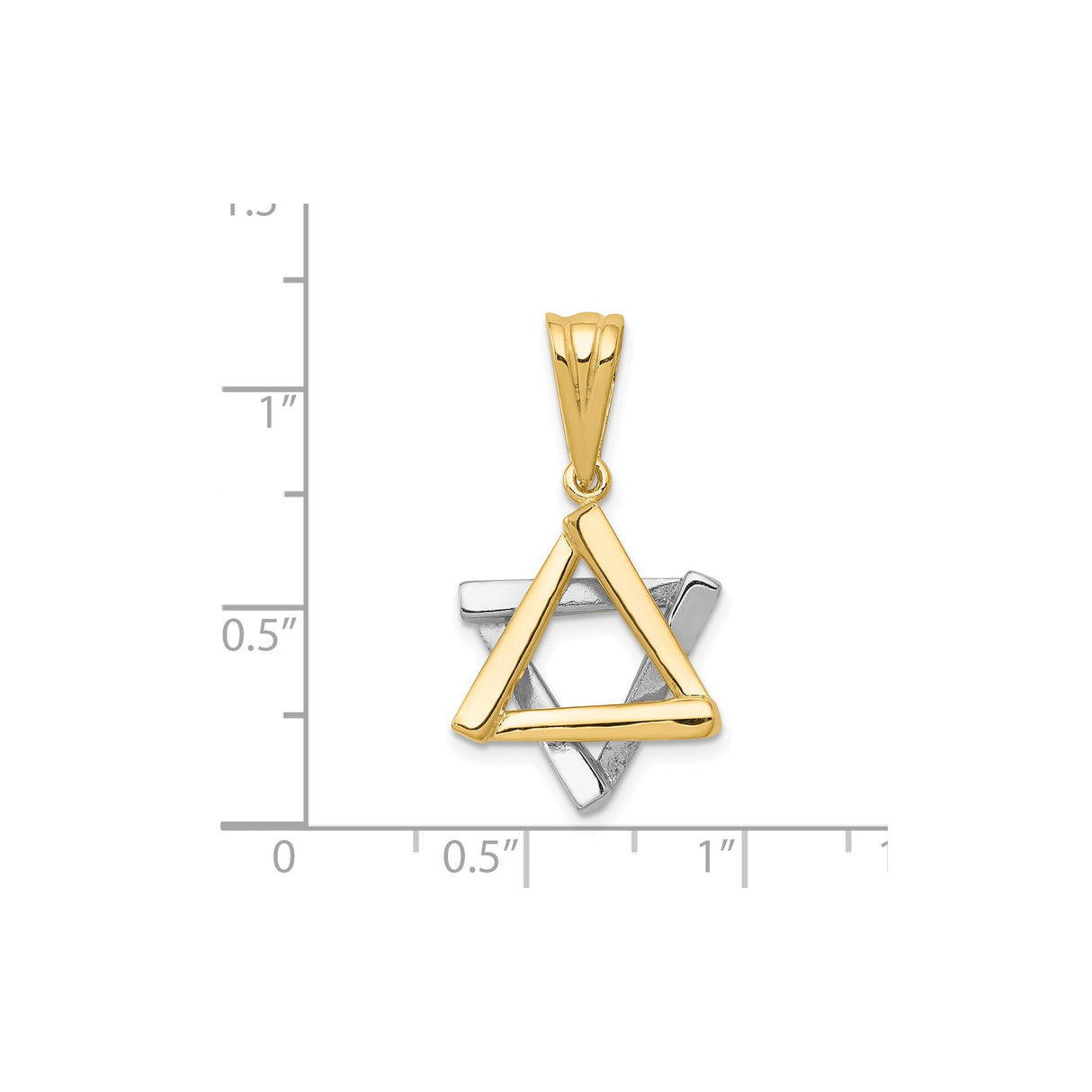 14k Two-Tone Gold Star of David Pendant with Interlocking Triangles, Jewish Symbol Charm