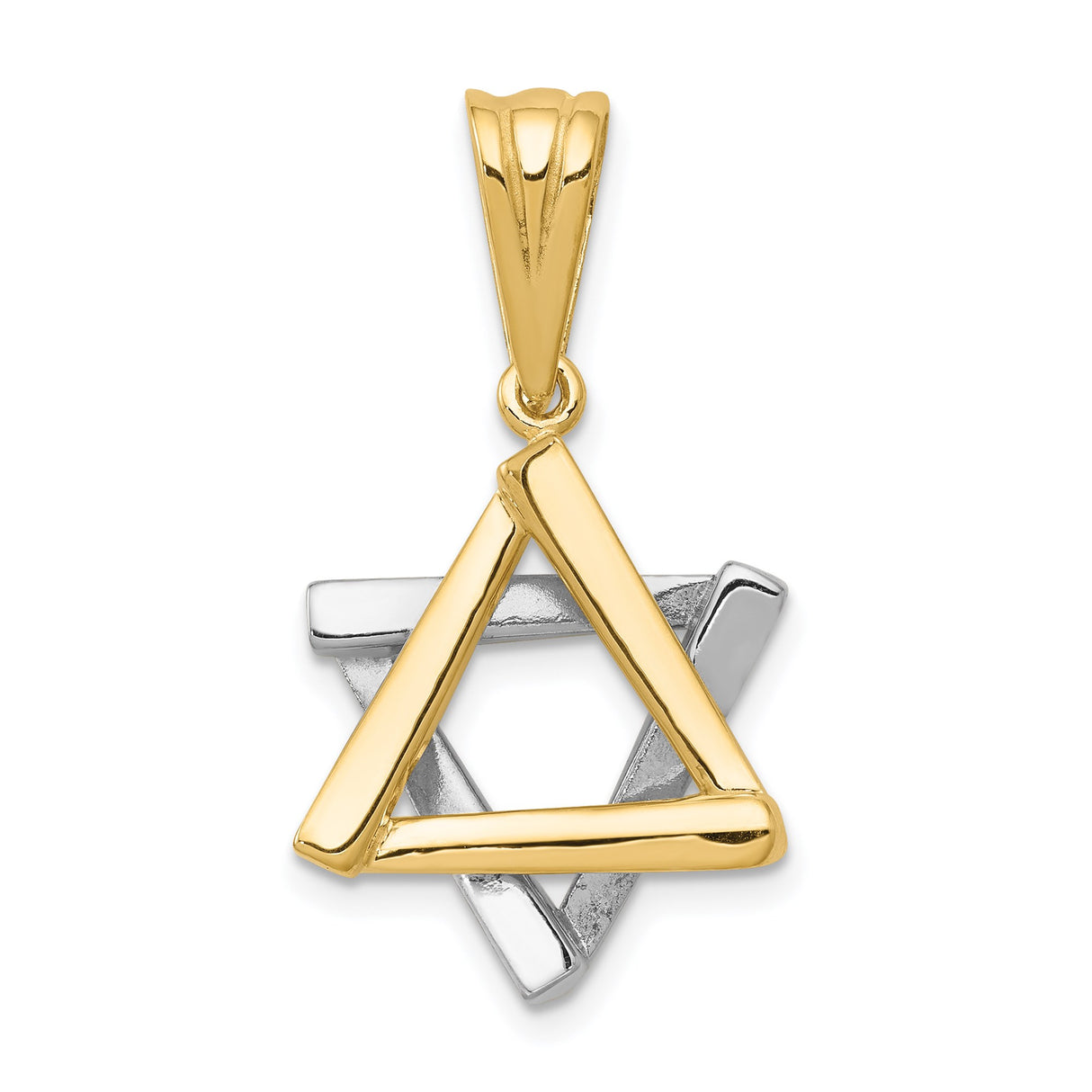 14k Two-Tone Gold Star of David Pendant with Interlocking Triangles, Jewish Symbol Charm