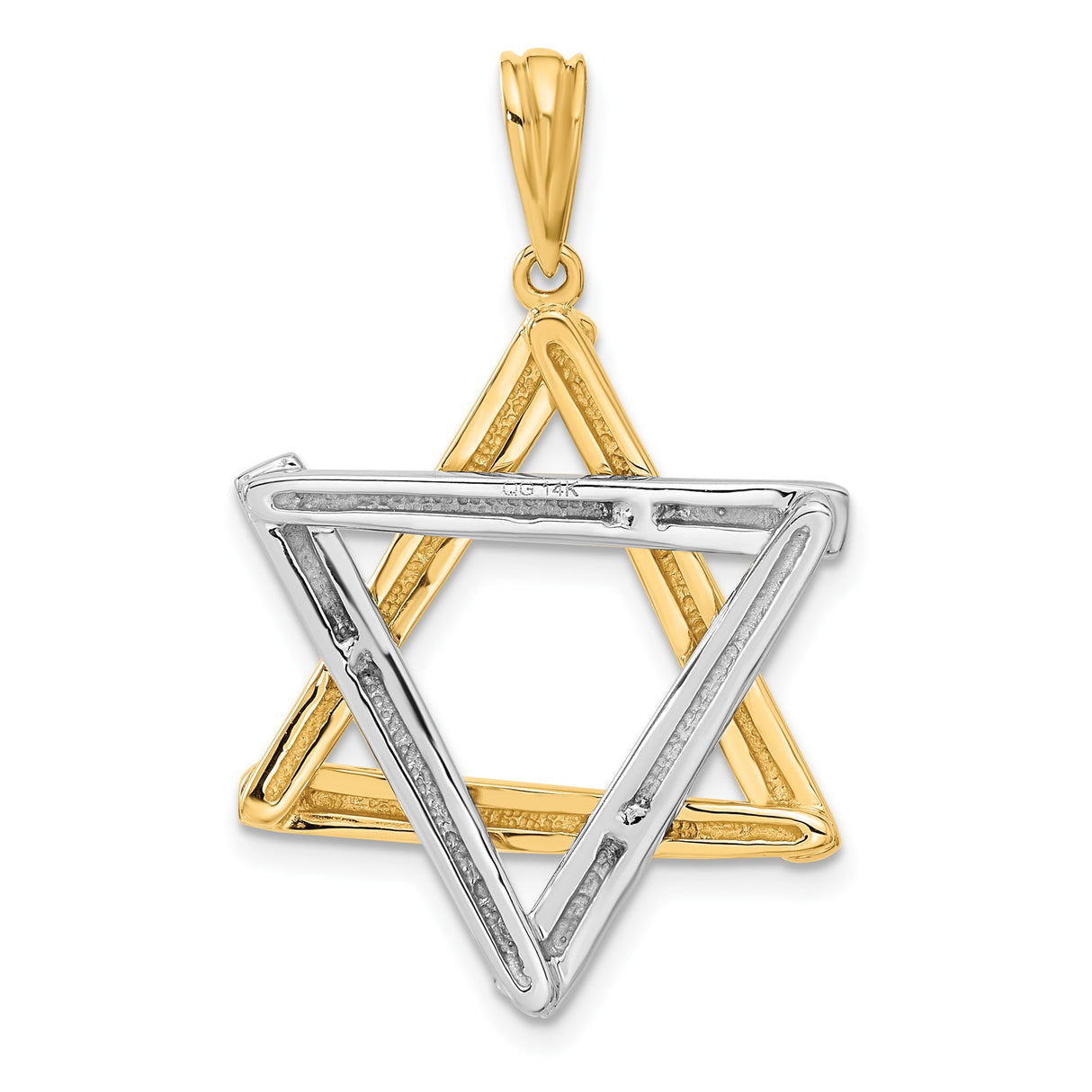 14k Two-Tone Gold Star of David Pendant with Interlocking Triangles, Unisex Jewish Symbol