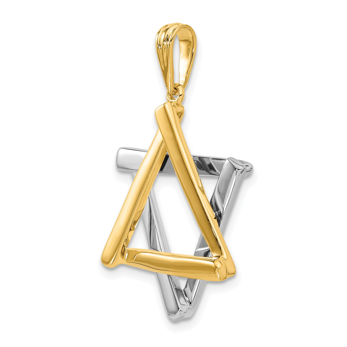 14k Two-Tone Gold Star of David Pendant with Interlocking Triangles, Unisex Jewish Symbol
