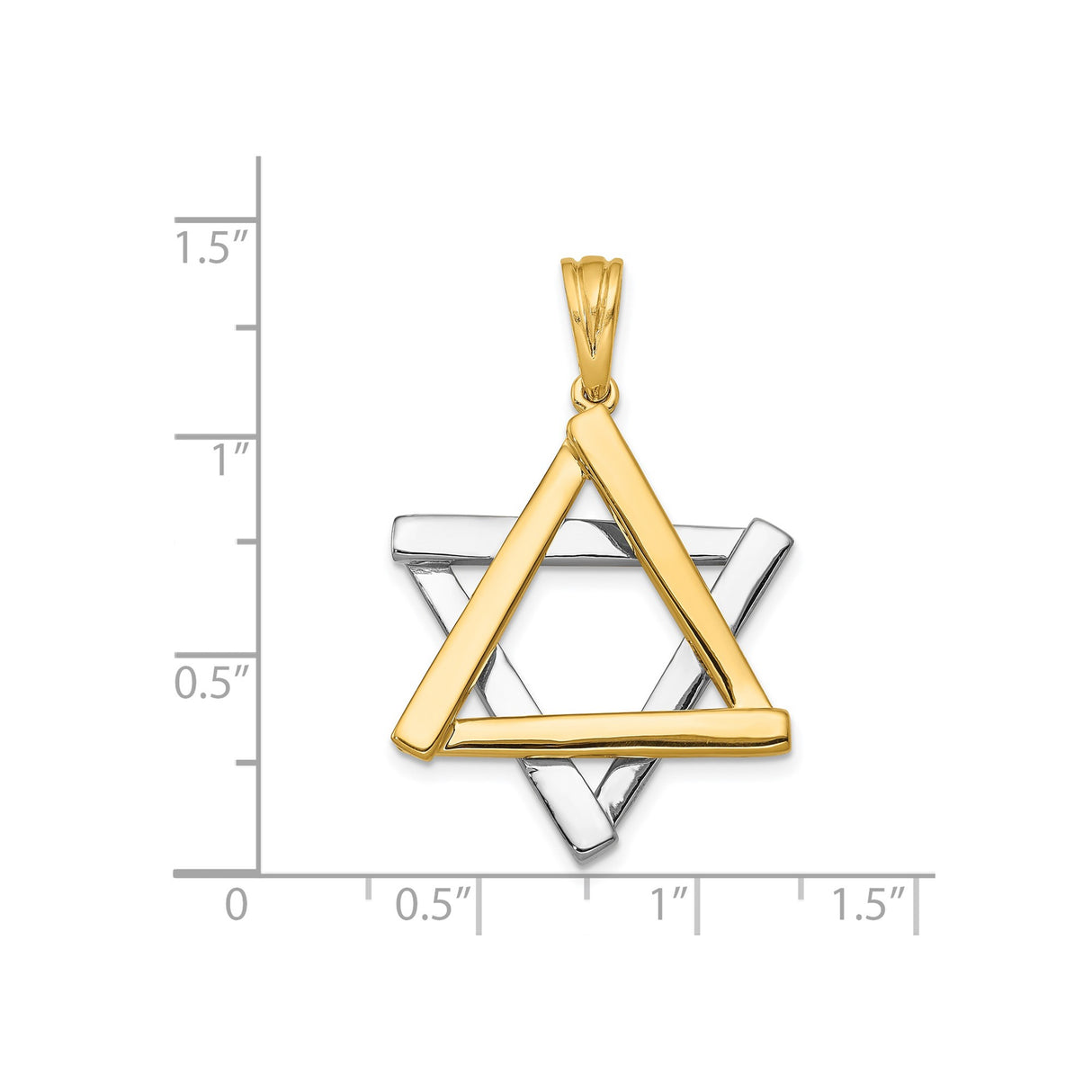 14k Two-Tone Gold Star of David Pendant with Interlocking Triangles, Unisex Jewish Symbol