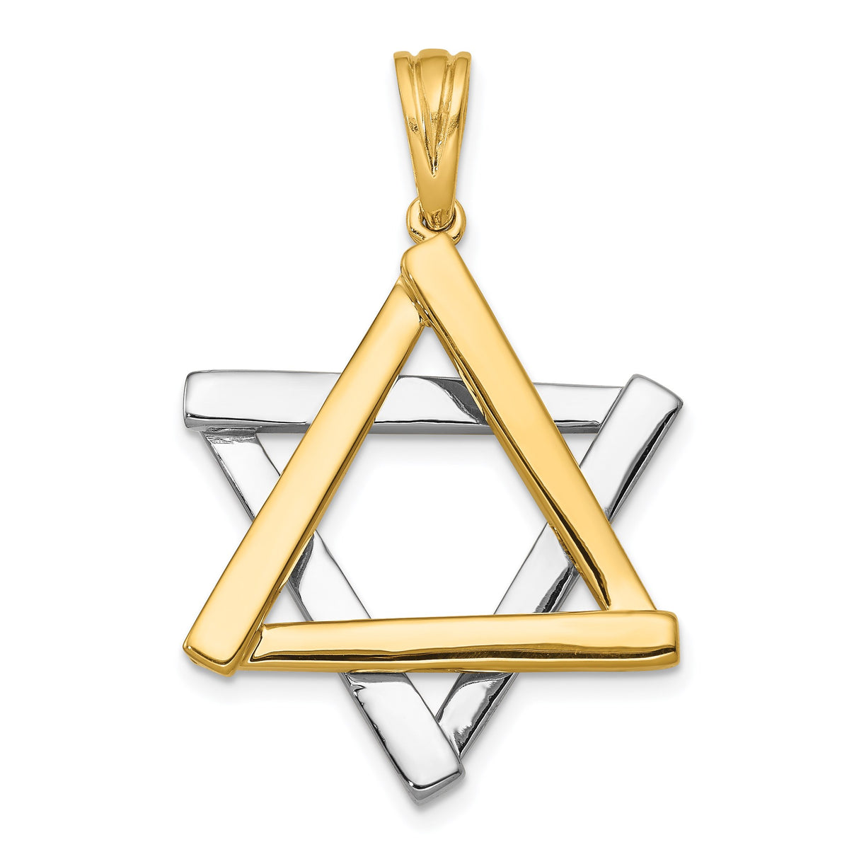 14k Two-Tone Gold Star of David Pendant with Interlocking Triangles, Unisex Jewish Symbol