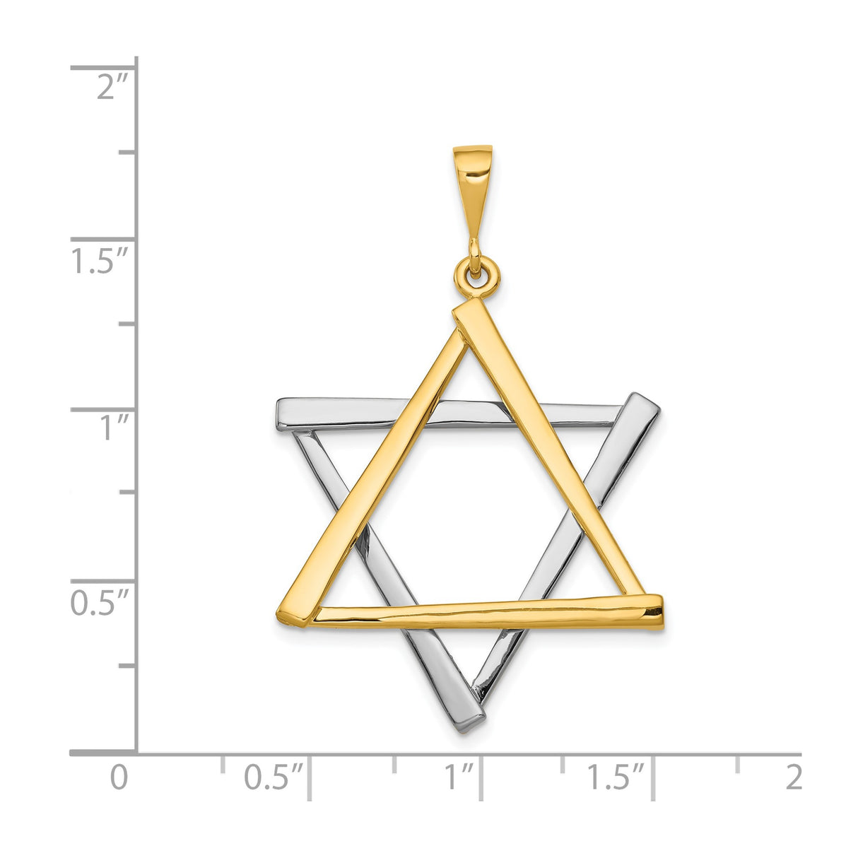 14k Two-Tone Gold Star of David Pendant with Interlocking Triangle Design