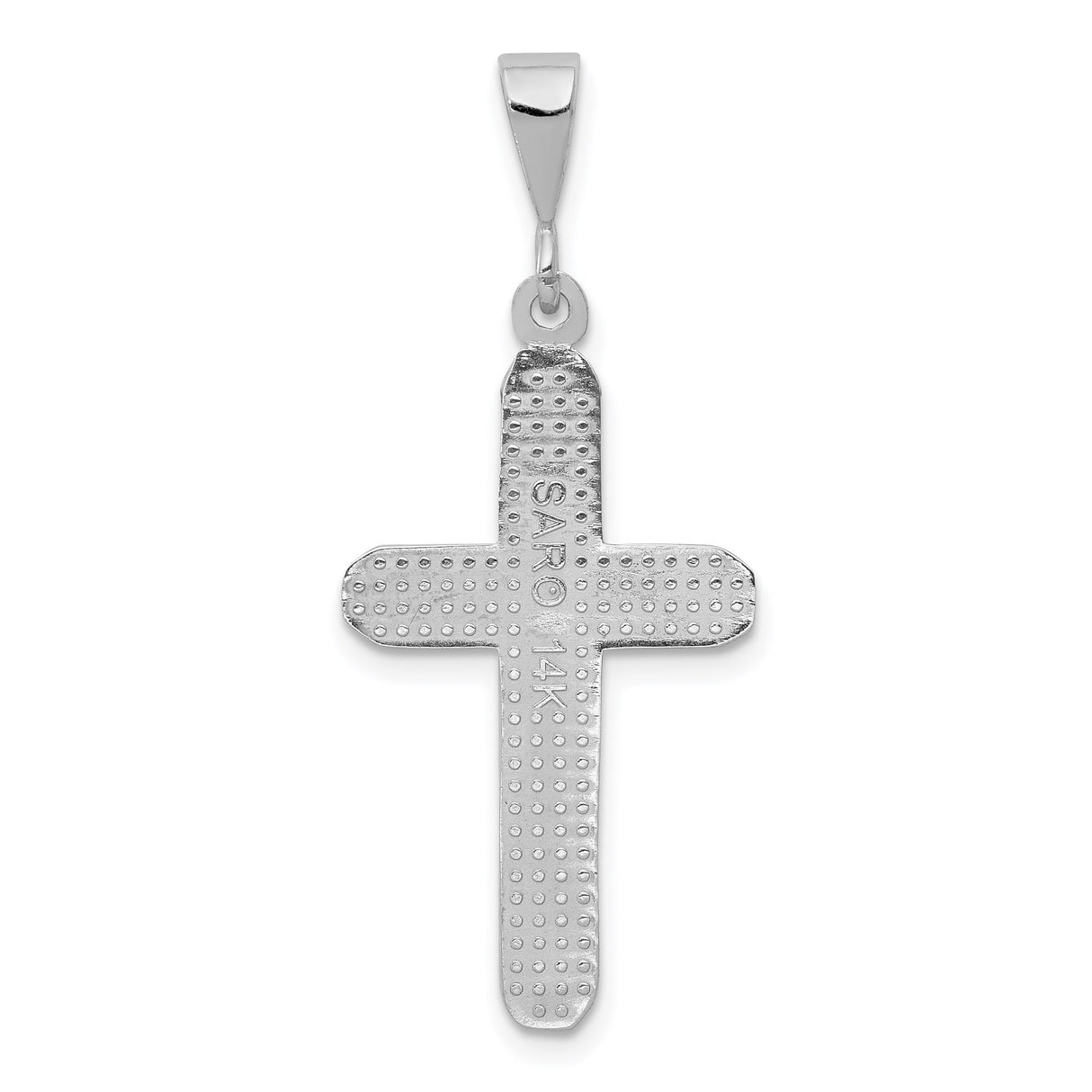 14k White Gold Cross Pendant, High Polish Finish, Minimalist Religious Charm for Men and Women