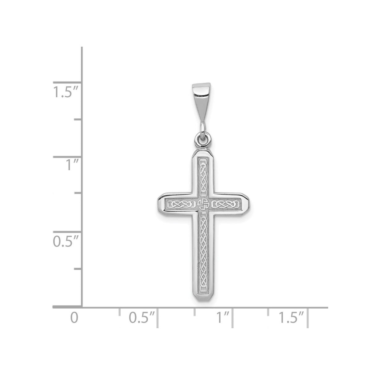 14k White Gold Cross Pendant, High Polish Finish, Minimalist Religious Charm for Men and Women