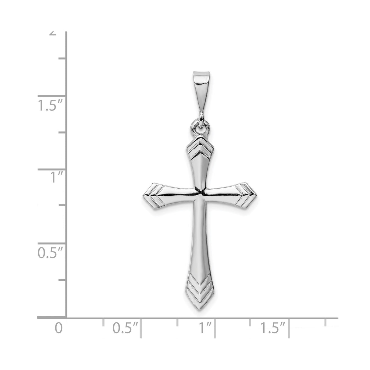 14k White Gold Cross Pendant with Arrowhead Design, Modern Religious Charm for Men and Women