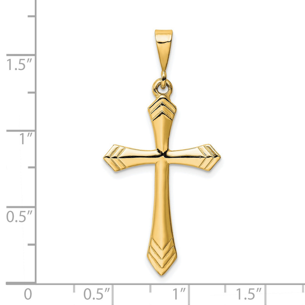 14k Yellow Gold Cross Pendant with Polished Finish, Modern Minimalist Style for Men and Women