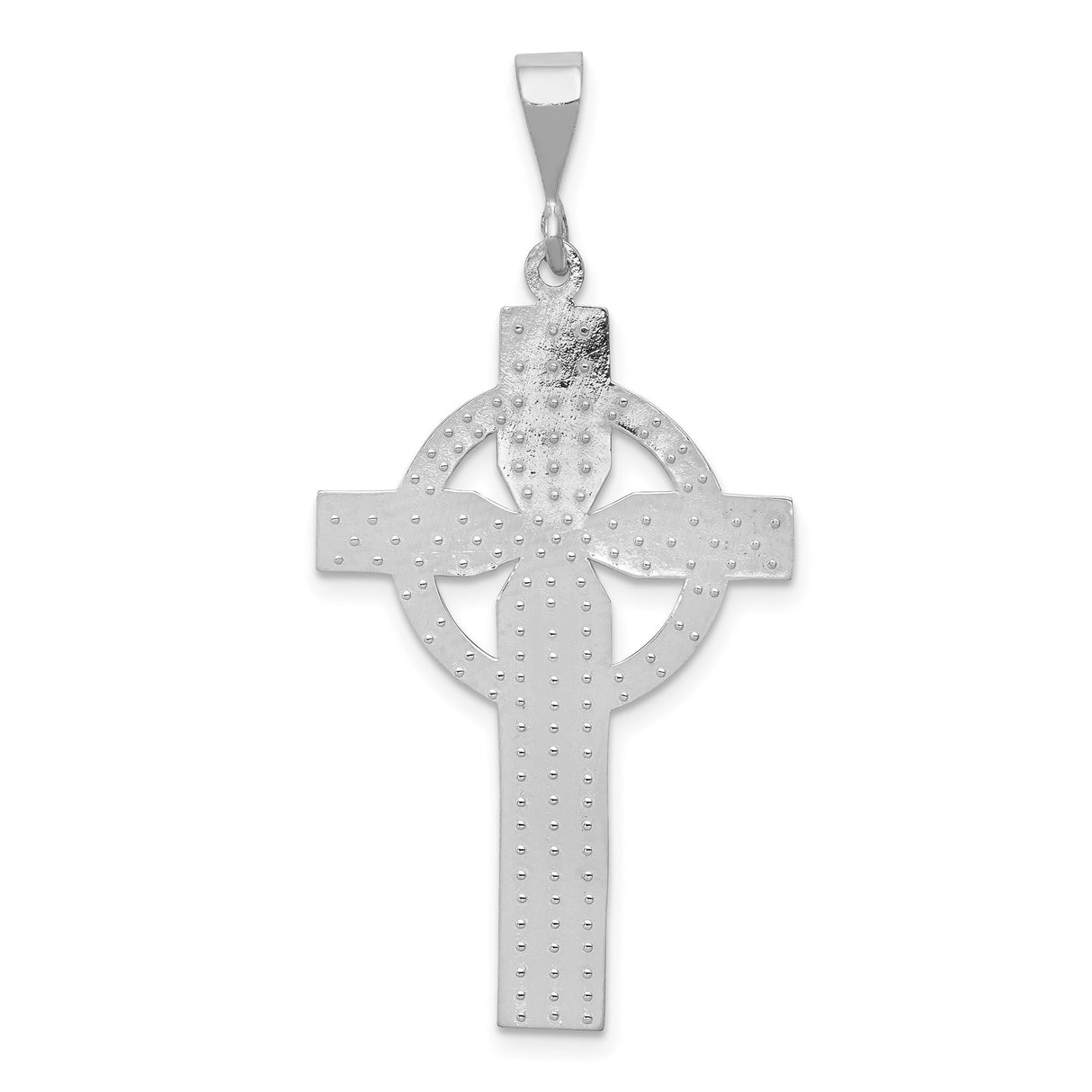 14k White Gold Celtic Cross Pendant with Looped Design and Sunburst Motif