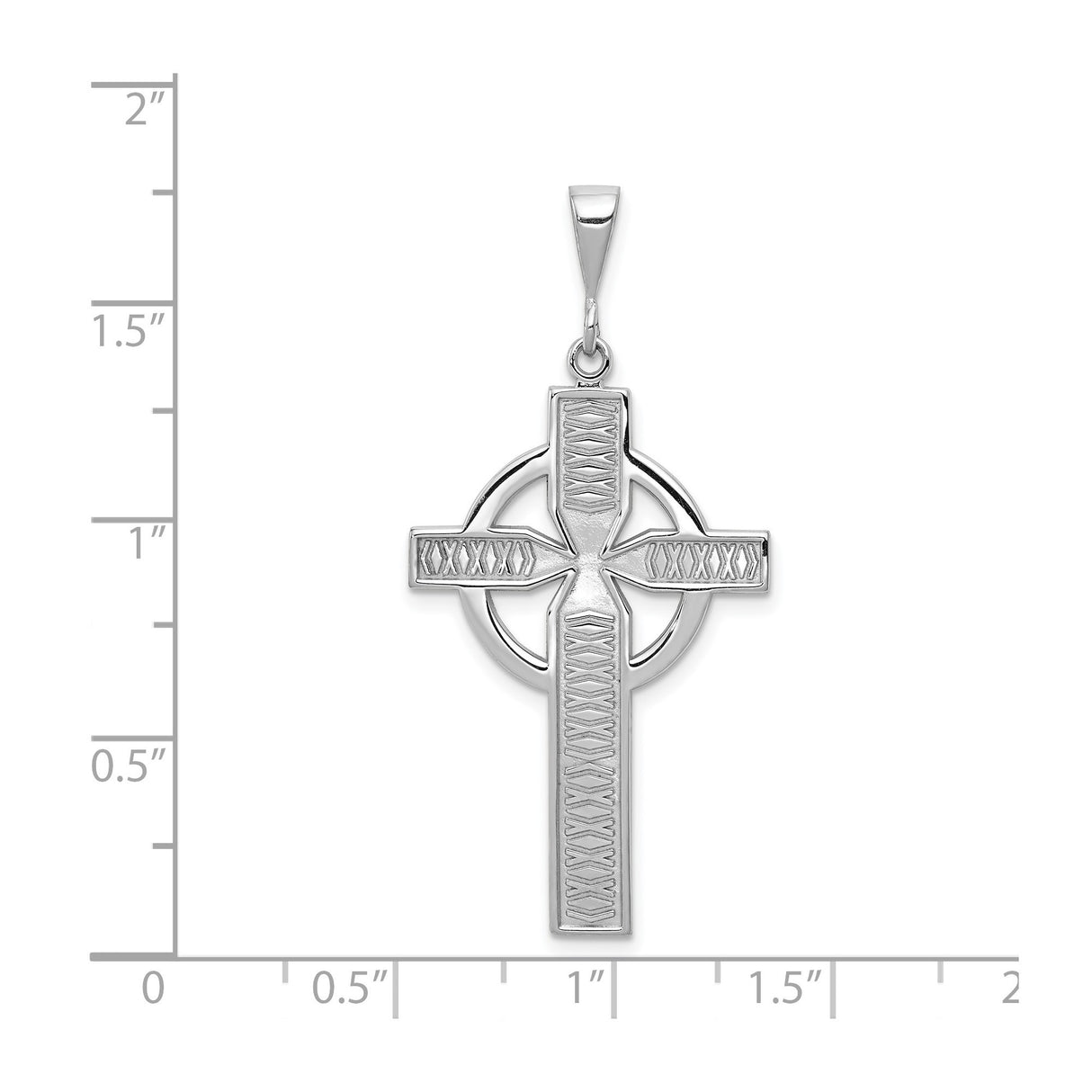 14k White Gold Celtic Cross Pendant with Looped Design and Sunburst Motif