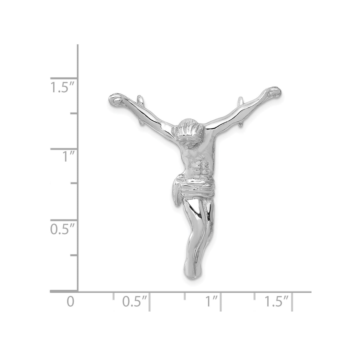 14k White Gold Crucifix Pendant with Jesus on the Cross, Christian Religious Jewelry