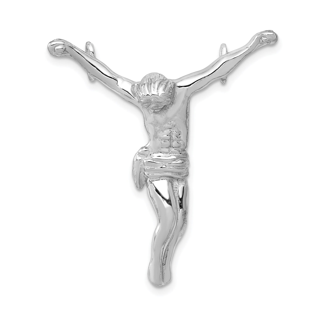 14k White Gold Crucifix Pendant with Jesus on the Cross, Christian Religious Jewelry
