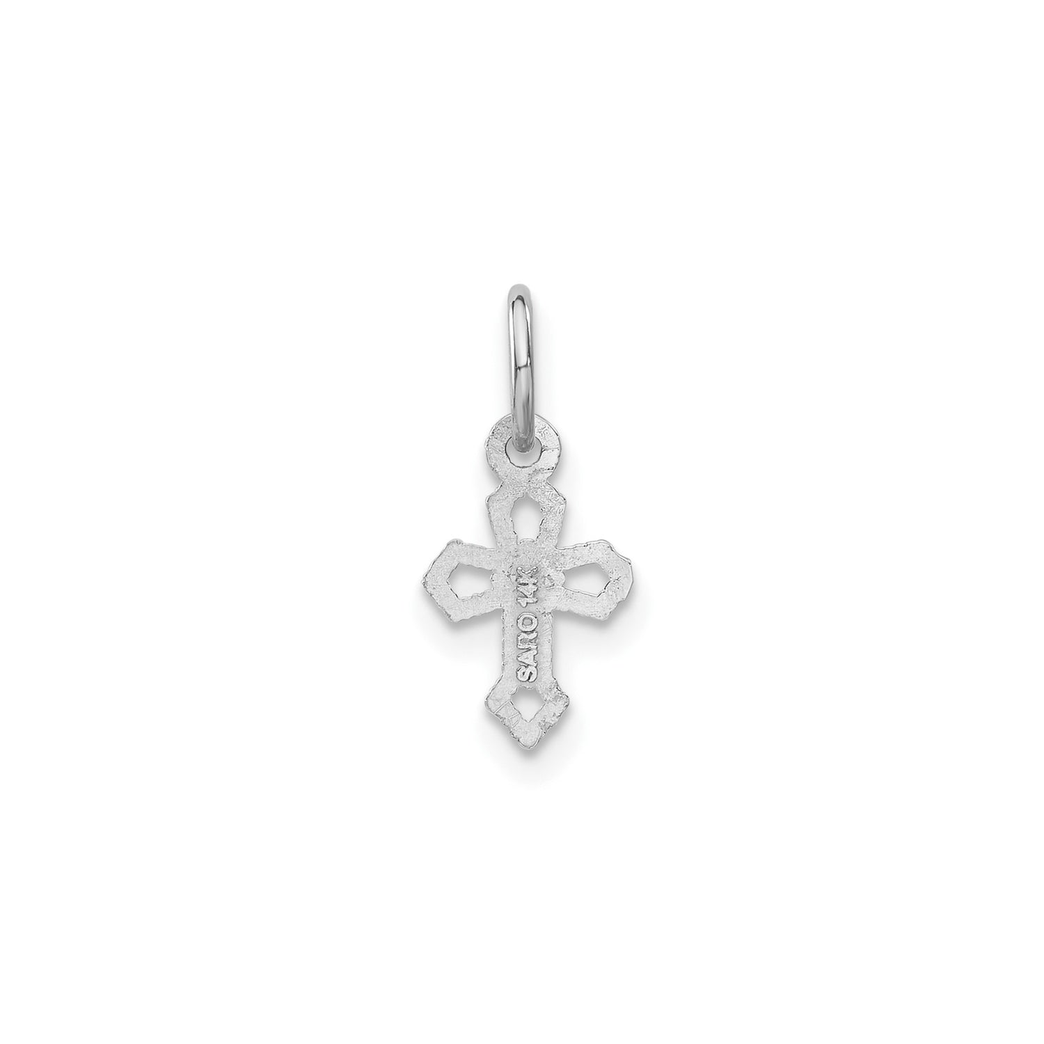 14k White Gold Cross Pendant, Modern Open Design, Minimalist Handmade Faith Jewelry