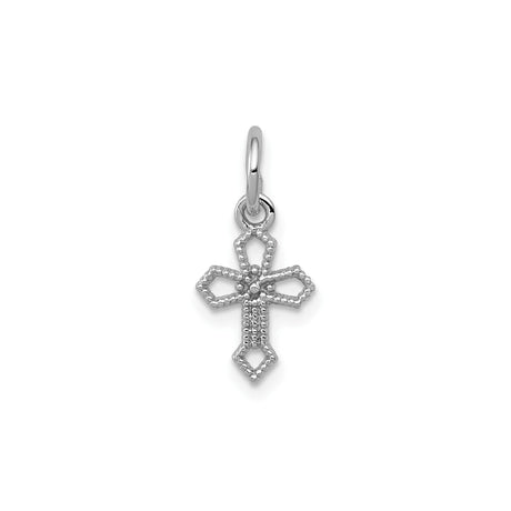 14k White Gold Cross Pendant, Modern Open Design, Minimalist Handmade Faith Jewelry
