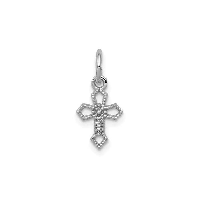 14k White Gold Cross Pendant, Modern Open Design, Minimalist Handmade Faith Jewelry