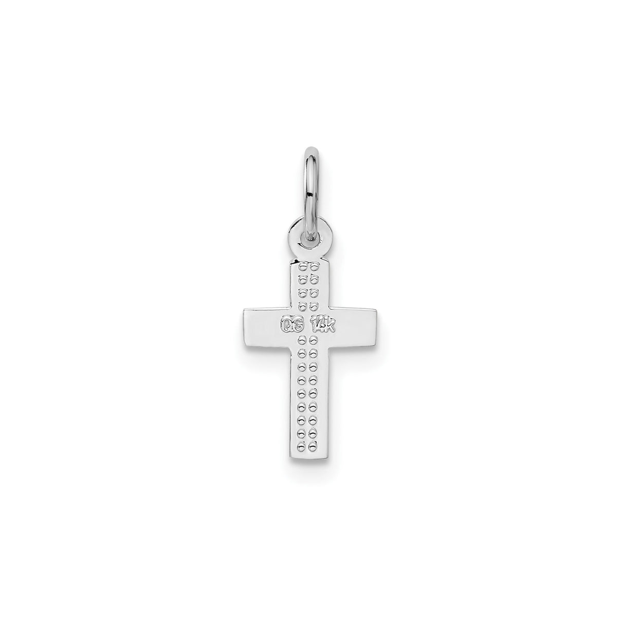 14k White Gold Latin Cross Pendant, Minimalist Modern Christian Charm for Men and Women