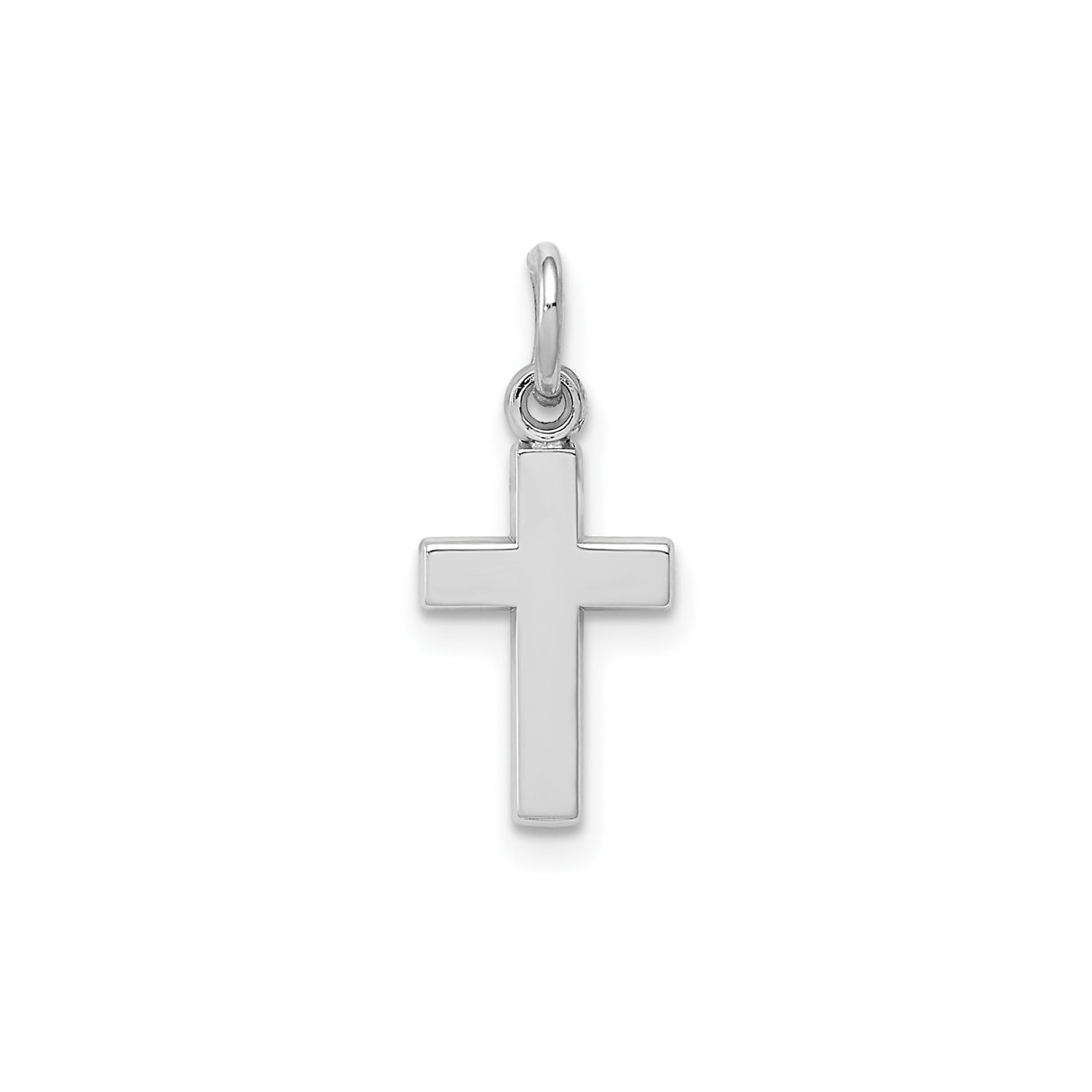 14k White Gold Latin Cross Pendant, Minimalist Modern Christian Charm for Men and Women