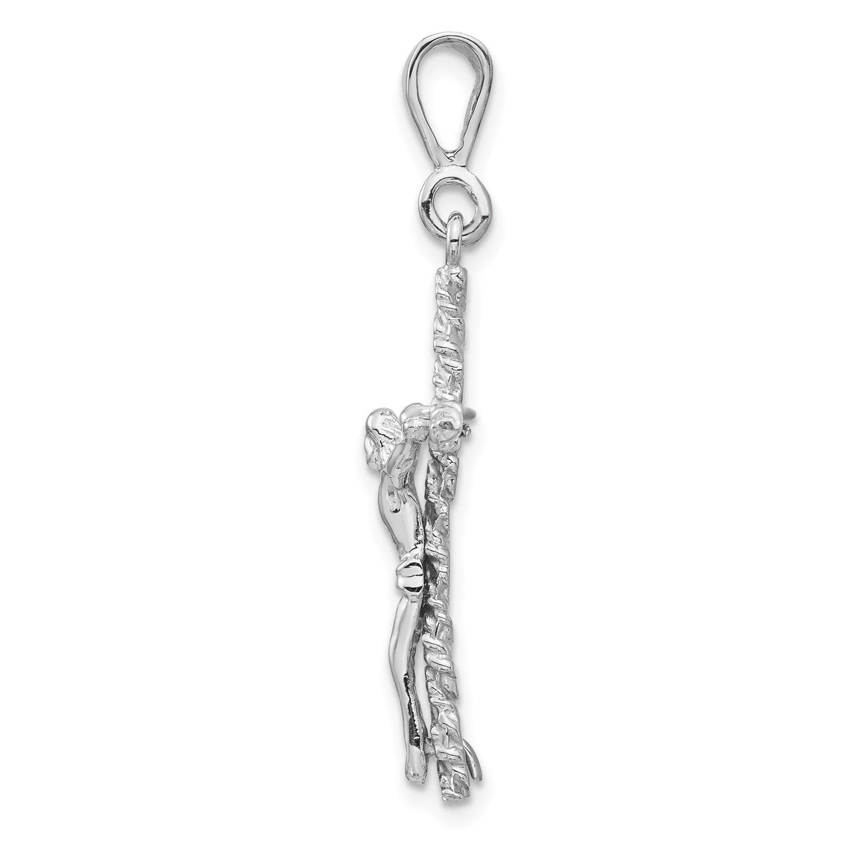14k White Gold Latin Crucifix Cross Pendant with Vine Design for Men and Women