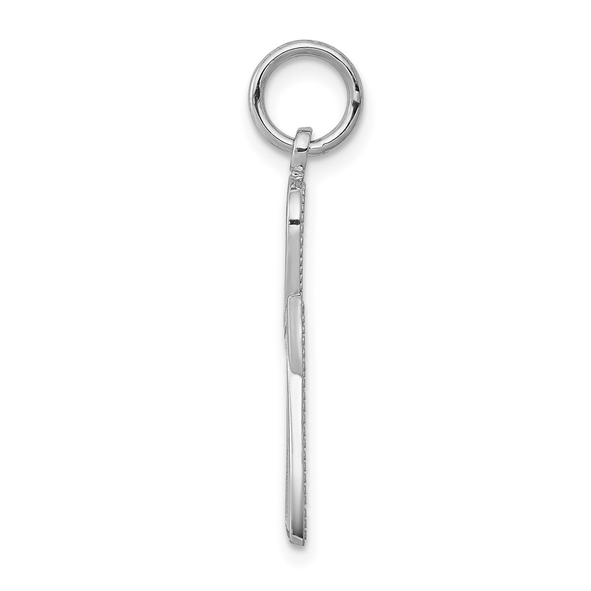 14k White Gold Ankh Cross Pendant, Sleek Geometric Design, Unisex Spiritual Jewelry