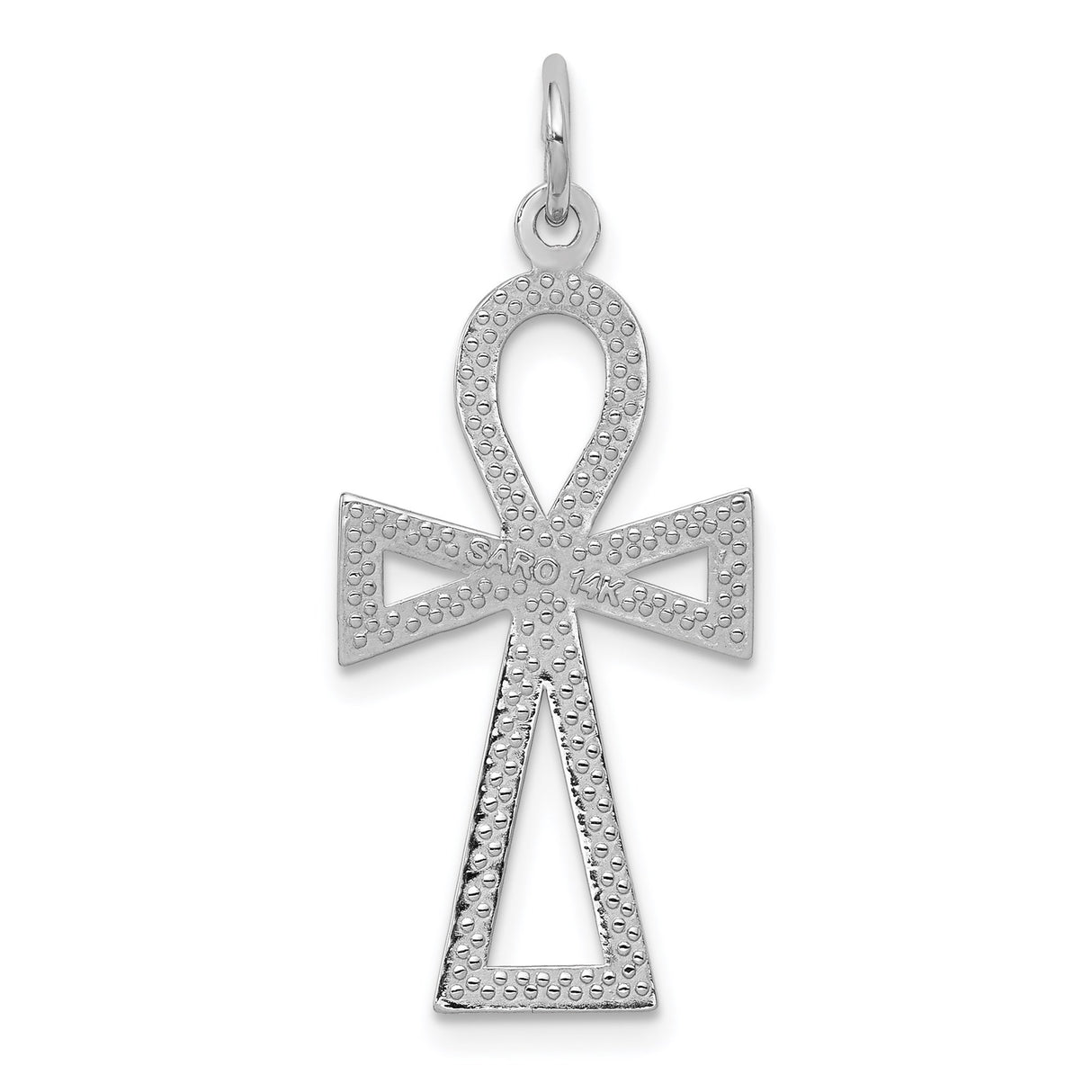 14k White Gold Ankh Pendant with Egyptian Cross Design for Men and Women