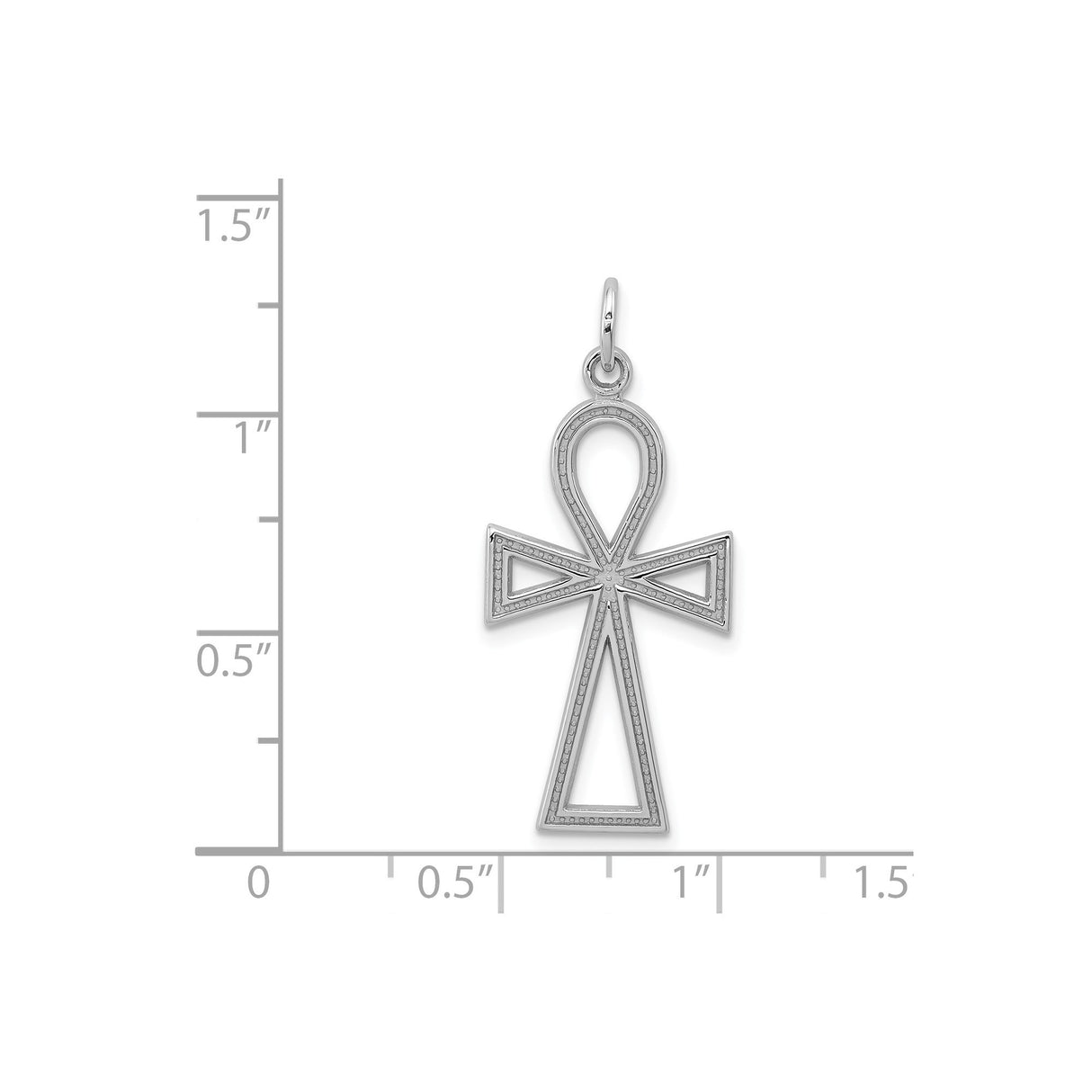 14k White Gold Ankh Pendant with Egyptian Cross Design for Men and Women