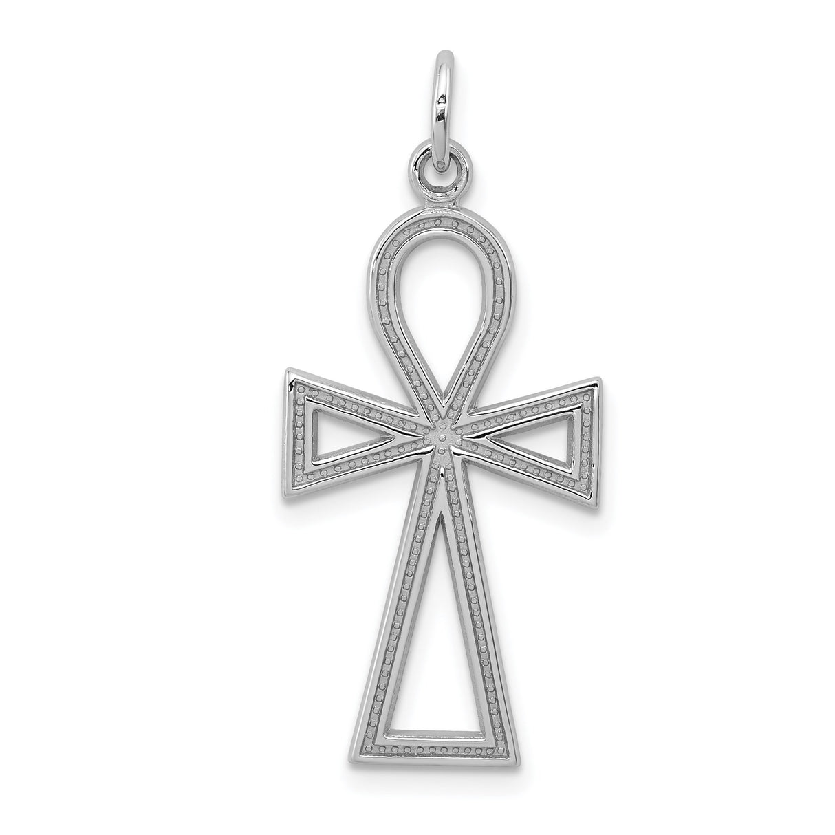 14k White Gold Ankh Pendant with Egyptian Cross Design for Men and Women